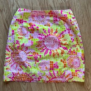 Vintage Lilly Pulitzer Pink Sands Sun Salute Simple Skirt Size 4